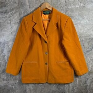 Vintage 90s Harve Benard Orange Wool Blazer Suit Crop Jacket Size14
